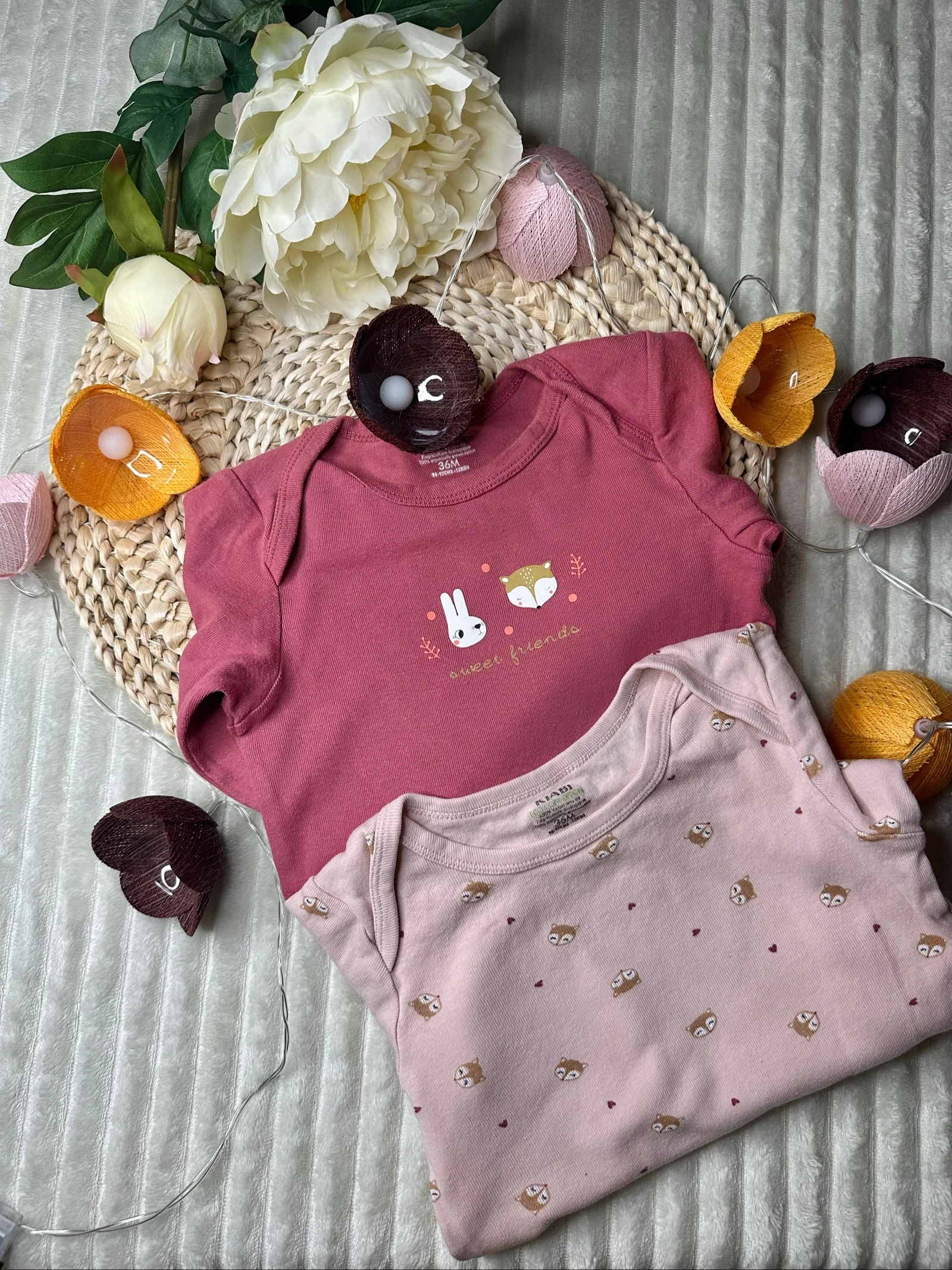 Lot de 2 bodys manches longues Kiabi rose 36 mois 